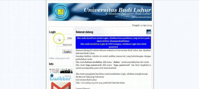Web Student Budi Luhur Login